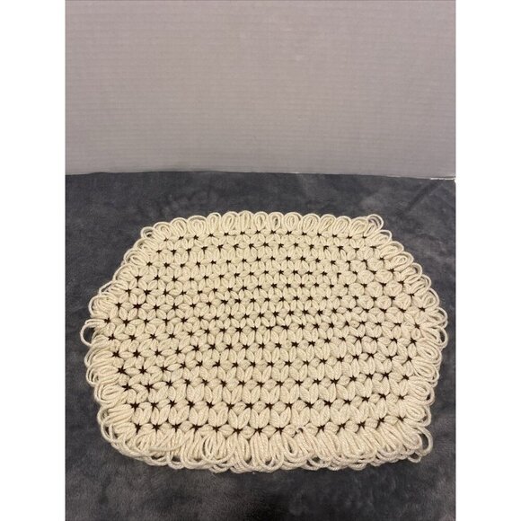 Handmade Crochet Oval Placemats Cottage Chic Shabby VTG Kitchen Linen Doilies - Picture 2 of 12